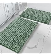 Yimobra Bathroom Rug Sets, Luxury Chenille Shaggy Bath Carpet, Soft Thick, Absorbent Water, Non-S...