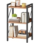 HOOBRO Bookshelf, 3-Tier Industrial Bookcase, Book Shelf Storage Organizer, Small Bookshelf with ...