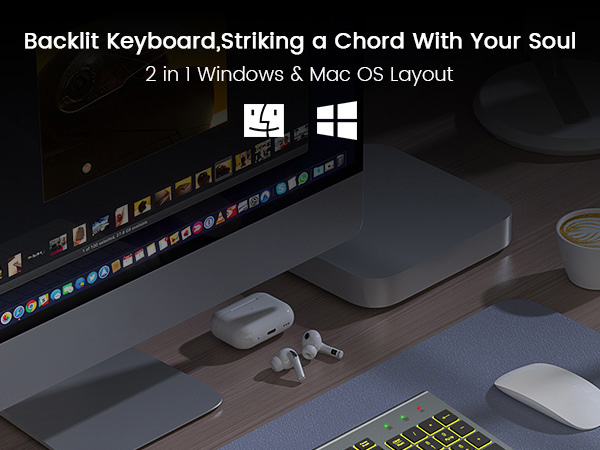 Wireless keyboard backlit light up