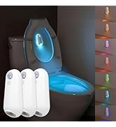 ONXE Toilet Night Light Motion Sensor, 8 Color Changing LED Wall Motion Sensor Light Indoor Bathr...