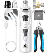 Dog Nail Grinder with 2 LED Lights Powerful 2 Speeds Super Quiet Dog Nail Trimmers with 3 Grindin...