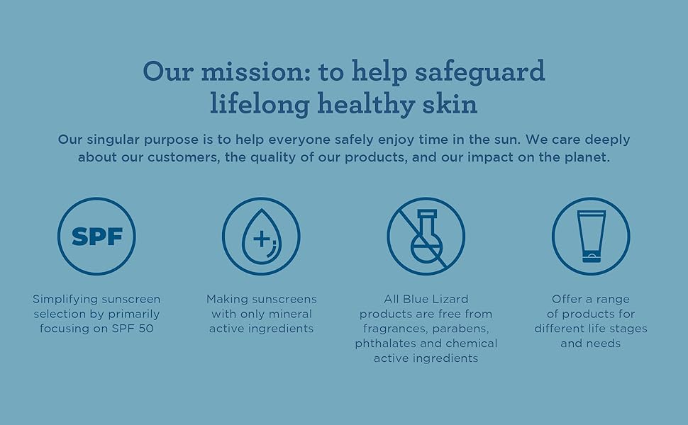 Our mission statement, help safeguard lifelong healthy skin, SPF 50, mineral only sunscreen