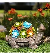 GIGALUMI Solar Garden Statues Turtle Figurine Garden Decor Birthday Gifts for Mom with 7 LEDs Suc...
