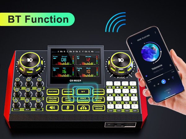 soundcard for live streaming gaming audio mixer pc bluetooth audio mixer