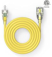 25FT 12AWG 3 - Wire SJEOW Heavy - Duty Extension Cord - 15 Amps, 125 Volts, 1875 Watts - LED Ligh...