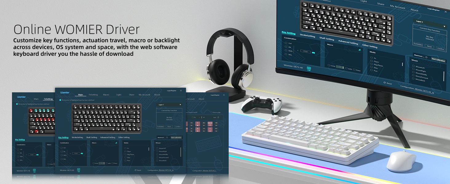 Keyboard 75%, Wireless Custom Mechanical Keyboard Rapid Trigger Hall Effect Magnetic Switch