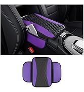 Leather Car Center Console Cover with Side Pockets,Stylish Car Decorations Interior Armrest Cover...