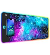 ToLuLu RGB Gaming Mouse Pad, 5/7.5/10/15W Wireless Charging Mouse Pad, 10 Light Modes LED Mouse P...