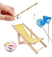 5 Pieces Miniature Fishing Rod Life Scene Christmas Elf Fishing Accessories Fishing Cake Decorati...