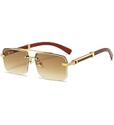 Gleyemor Mens Rimless Rectangle Sunglasses Fashion Frameless Square Glasses for Men