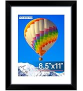 FIXSMITH 8.5x11 Picture Frame, Black Photo Frame with HD Plexiglass, Display Pictures 6x8 with Ma...