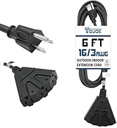 YOJOE 3-Outlets Indoor Outdoor Extension Cord, 3 Prong 13A Weatherproof Power Extension Cord Mult...