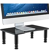 Glass Computer Monitor Stand Riser with Height Adjustable Multi Media Desktop Stand for Flat Scre...