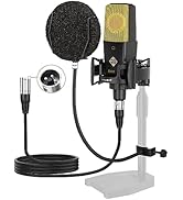 PROAR XLR Podcast Microphone Professional Cardioid Studio Condenser Microphone with 25mm Large Di...