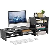 Computer Laptop Monitor Riser Stand Desktop Wooden Storage Organizer + 3-Layer ShelfLaptop TV Sta...