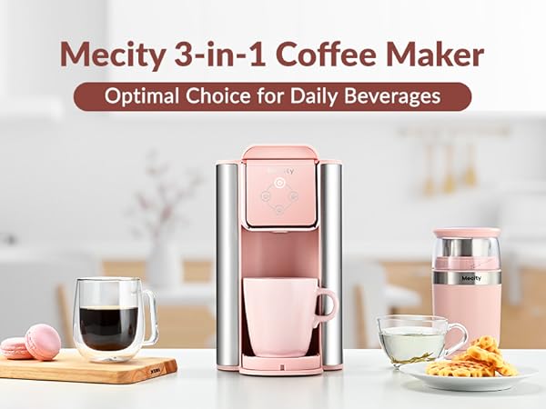Mecity 3 in 1 Coffee Maker Pink