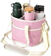 Insulated Drink Carrier Bag, 4 Compartment Leakproof Drink Tote with Divider, Reusable Beverage C...