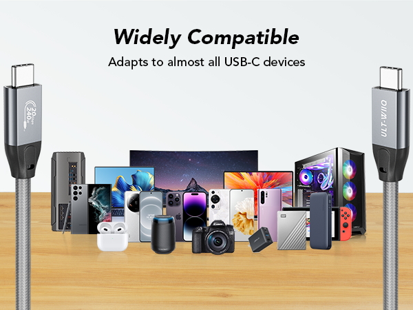 USB C Cable 3.2 240W fast charging high speed 20gbps data transfer 4k usb type-c monitor cable