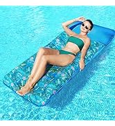 FindUWill Oversized Pool Floats- 72" X 37" Extra Large Fabric Covered Pool Float Raft for Adults,...