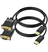 DisplayPort to VGA Cable 6 Ft, 2-Pack Display Port DP to VGA Adapter Cord Male to Male HD Video 1...