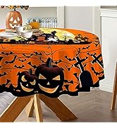 Cusugbaso Halloween Round Tablecloth 70 inches - Spider Web Halloween Table Decorations - Water R...