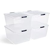 Rubbermaid Cleverstore 74 Quart Latching Plastic Storage Containers with Lids for Office and Home...