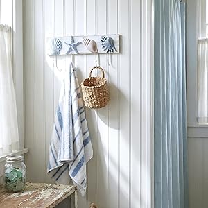 seashell wall rack for coastal bathroom