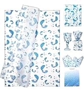 LIAPAWPAW Ocean Tissue Paper 60 Sheets 20x14 In, Pearl and Shell Design, Teal &amp; White Gift Wrap T...