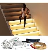 MALIIGAZA Intelligent Motion Sensor LED Stair Light Kit with Main Wire&amp; Daylight Sensor, Step by ...