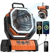 VOSFEEL Camping Fan - 20000mAh Battery Powered Fan Rechargeable with LED Lantern - Portable Outdo...