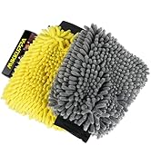 MIKKUPPA Car Wash Mitt Microfiber - Double-Sided Chenille Scratch Free Mitt with Waterproof Inner...
