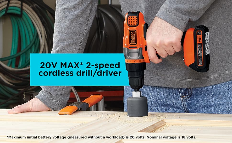 BLACK+DECKER 20V MAX* Cordless Drill/Driver Variable Speed (LDX220C)