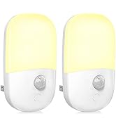 MAZ-TEK Plug in Motion Sensor Dimmable Night Light, Soft Warm White LED Nightlight with Dusk to D...