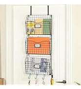 X-cosrack 3-Tier Hanging Wall Files Rack with Door Hooks and 6pcs S Shape Hooks, Over the Door Fi...