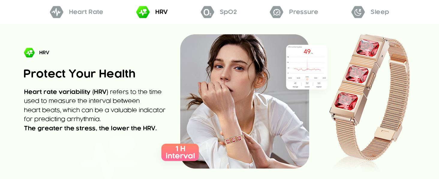 Women's Smart Bracelet with hrv