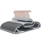 FSUTEG Plastic Hangers Space Saving Clothes Hangers, Upgraded Rubber Stripe Non Slip Coat Hanger,...