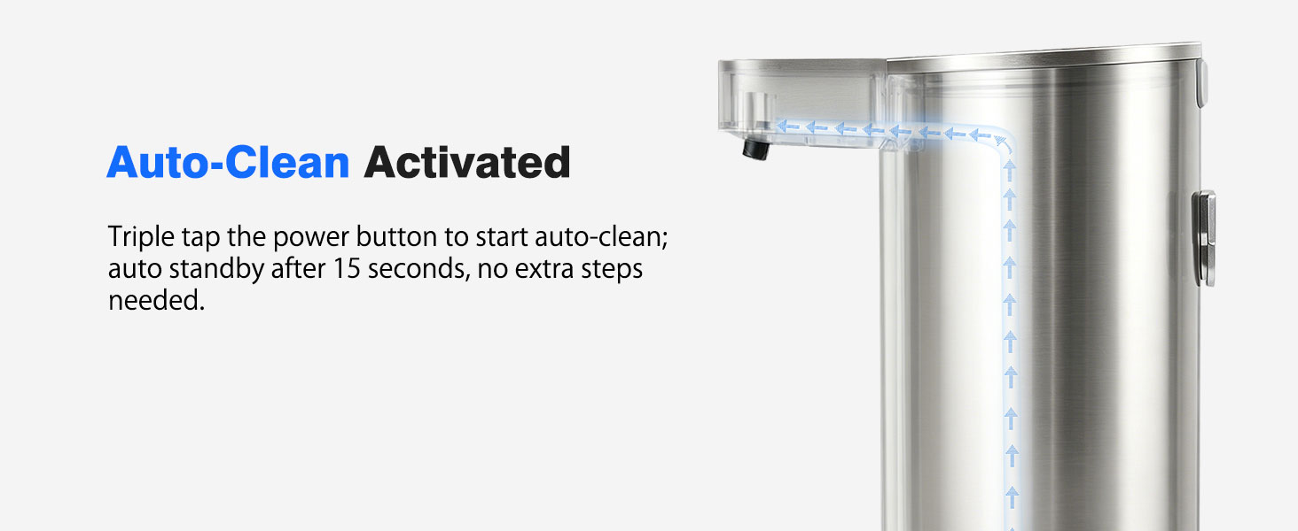Built-in auto-clean function, ideal for switching between different soap liquids