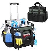 Ytonet Cleaning Caddy with Wheels, Extra Large Rolling Cleaning Caddy Bag with Detachable Trolley...