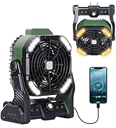 Portable Camping Fan Rechargeable Portable fan for Travel Battery Powered Fan with LED Lantern, 2...