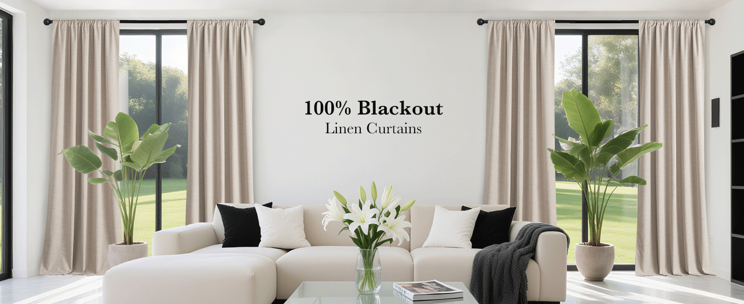 100% Blackout Linen Curtains