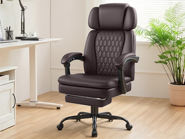 Executive Big and Tall Office Chair with Foot Rest Computer Office Chair with Adjustable Headrest 