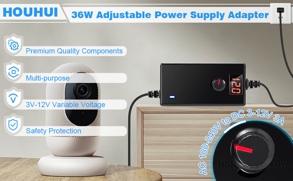 3-12V 3A 36W Adjustable Voltage Power Supply