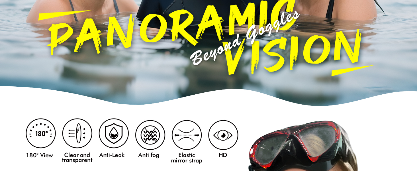 Swim Goggles Adult with Nose Cover, Clear Diving Mask Wide View No Blurring for Men Women Youth