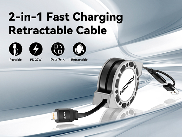 2 in 1 fast charing retractable