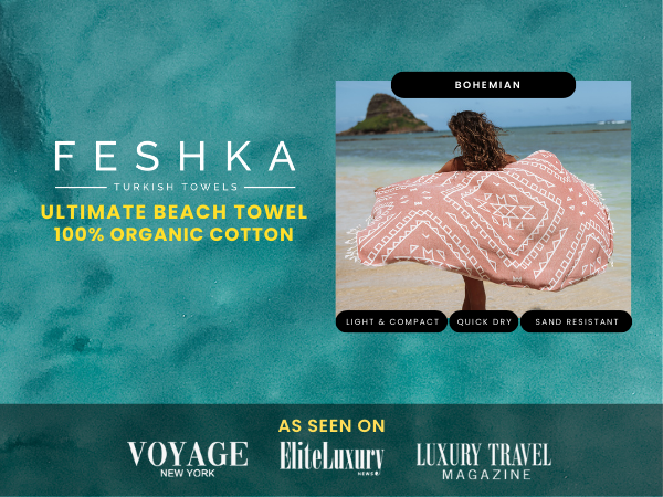 Feshka Turkish Towels - 100% organic cotton beach towel, lightweight, quick-dry &amp; sand-resistant.