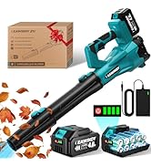 6 Speed Levels Electric Leaf Blower Cordless, 900000RPM Cordless Leaf Blower with 2 X 4.0Ah Batte...