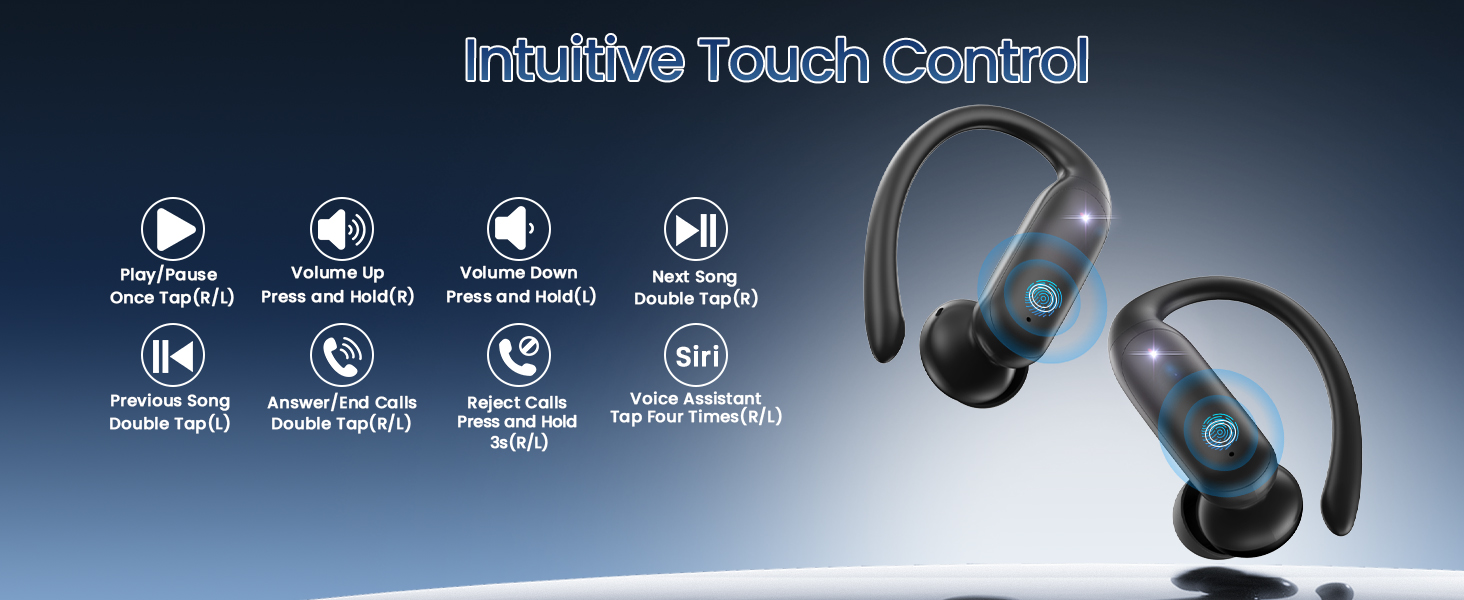 Latest wireless earbuds with touchscreen single hand control