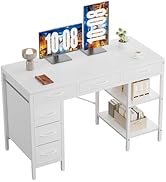 Sweetcrispy 47" Computer Desk with 6 Drawers, Home Office Gaming Desks with Storage Shelves for B...