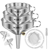 Walfos 3Pcs Kitchen Funnel with 2 Removable Strainer & 1 Cleaning Brush &amp; 1Pc 200 Mesh Food Filte...