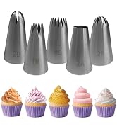5PCS Large Piping Tips Set,Stainless Steel Cake Decorating Tips,Frosting Piping Kit,Frosting Icin...